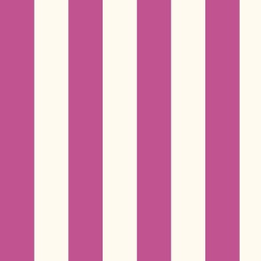 Cabana stripe - Rose Violet pink and cream white - perfect stripes - medium M purple candy stripe