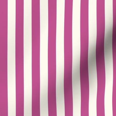 Cabana stripe - Rose Violet pink and cream white - perfect stripes - small S purple candy stripe