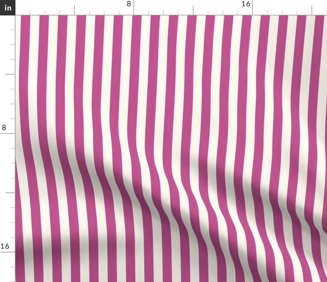 Cabana stripe - Rose Violet pink and cream white - perfect stripes - small S purple candy stripe