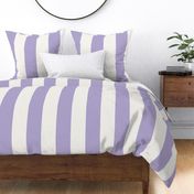 Cabana stripe - Digital Lavender / purple rose stripes on soft white - large lilac candy stripe