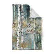 Endless Birch Tree Dreamscape Trees in Misty Forest Watercolor 