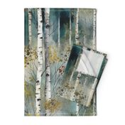 Endless Birch Tree Dreamscape Trees in Misty Forest Watercolor 