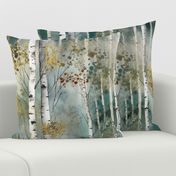Endless Birch Tree Dreamscape Trees in Misty Forest Watercolor 