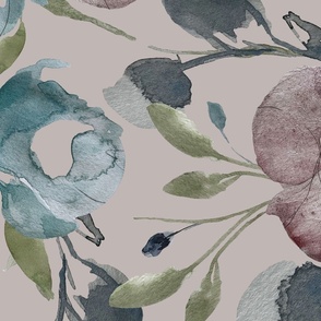 Modern Floral Print Watercolor Flowers Nursery Fabric Wallpaper