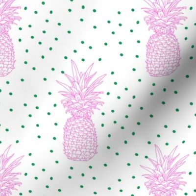 Pineapple & Dots - Hot Pink Jade Green Medium Scale