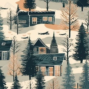 Montana Winter Cabins Montana with Evergreens