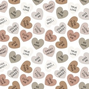 small candy hearts: slipper, summer sage, suede, cotton, morganite, moon shadow