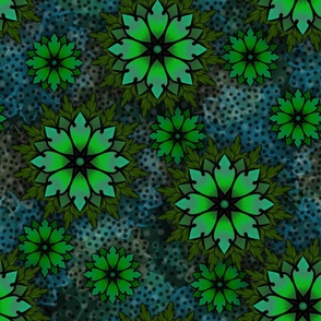 Geometric Arrowhead Flowers Mandalas - Greeen