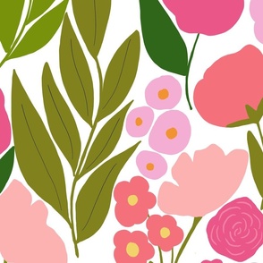 Shades of pink floral meadow - large