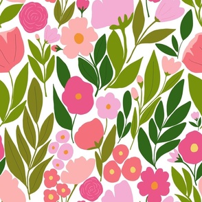 Shades of pink floral meadow -  medium