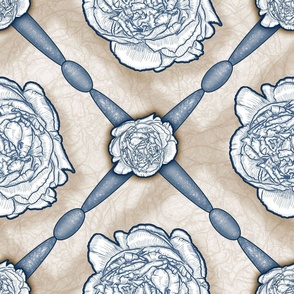 French Country Peonies - Large Cream BackGround