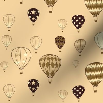 Hot Air Balloon Crowds A & B together - Sepia Colorway