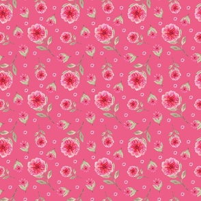 pink flowers field 6x6