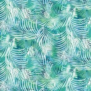 Batik Palms Dusty Teal Half Scale 300