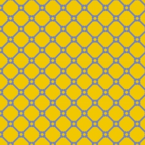Diamond, Checker with Hidden Bone Motif for Pet in Yellow and Blue
