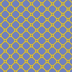 Diamond, Checker with Hidden Bone Motif for Pet in Blue and Yellow