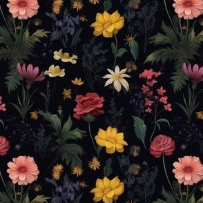 Micro Scale Black Floral 