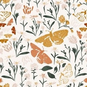 Boho Butterfly Floral (Cream) (6")