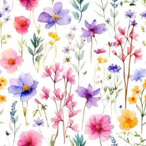 Large Scale Wildflower Watercolour 