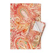 sunset  orange Boho Paisley wallpaper scale