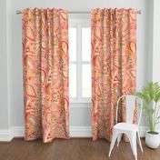 sunset  orange Boho Paisley wallpaper scale