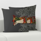 dark floral fox tea towel