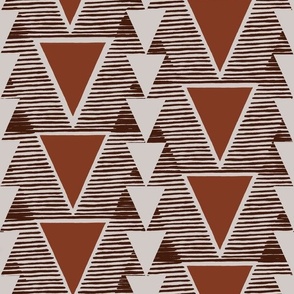 Geometric Retro Triangles Rust And Neutral With Brown Overlapping Lines Medium