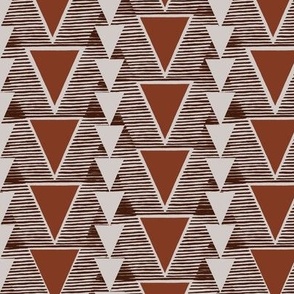 Geometric Retro Triangles Rust And Neutral With Brown Overlapping Lines Small