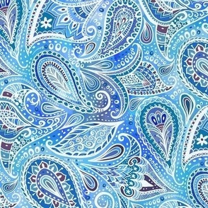 Boho blue Paisley small scale