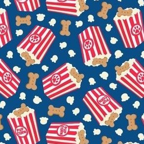  Spoonflower Fabric - Popcorn, Movie, Box, Stripes, Red