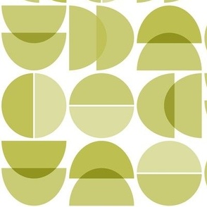 Mid Century Modern Geometric Chartreuse Green Colored Shapes