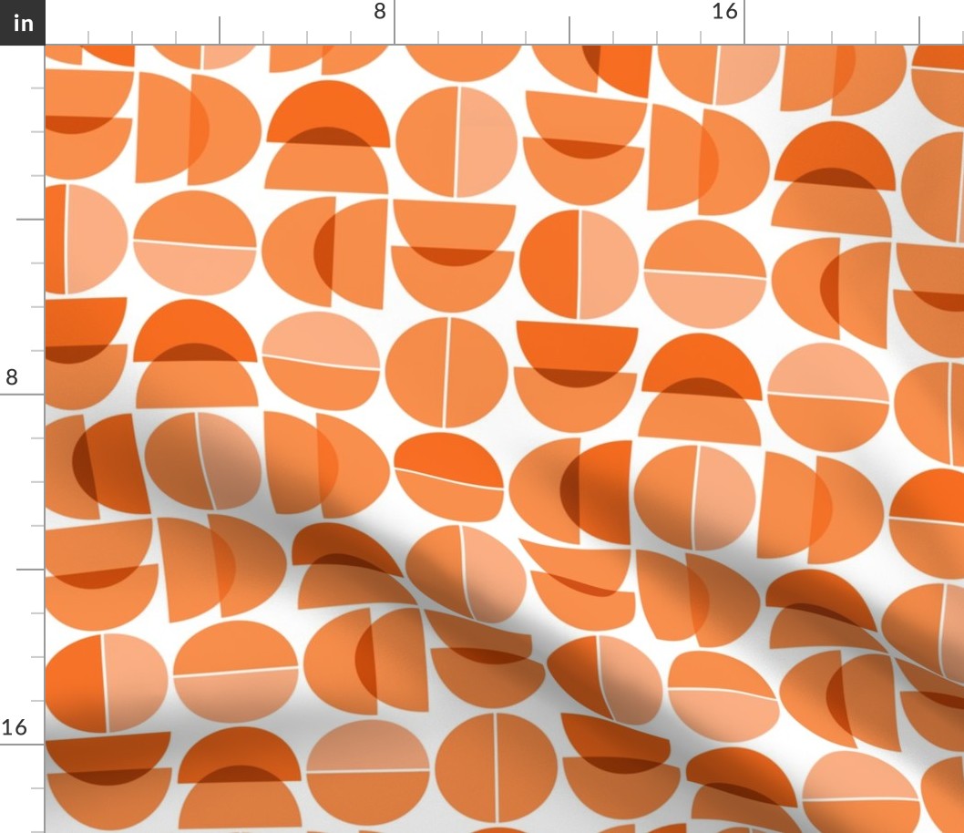 Mid Century Modern Geometric Tangerine Orange Colored Shapes