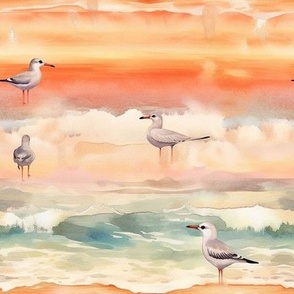 Gulls in the waves