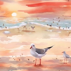 Gulls at Sunset