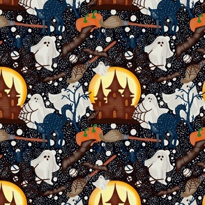 Scaredy Cats Byzantium Shimmering Night Yardage, SKU# 53539-9