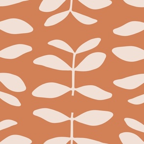 Simple Leaves / large scale / rust brown minimal modern botanical pattern design