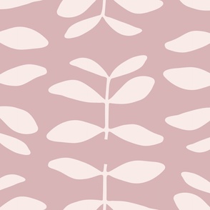 Simple Leaves / large scale / dusty pink minimal modern botanical pattern design