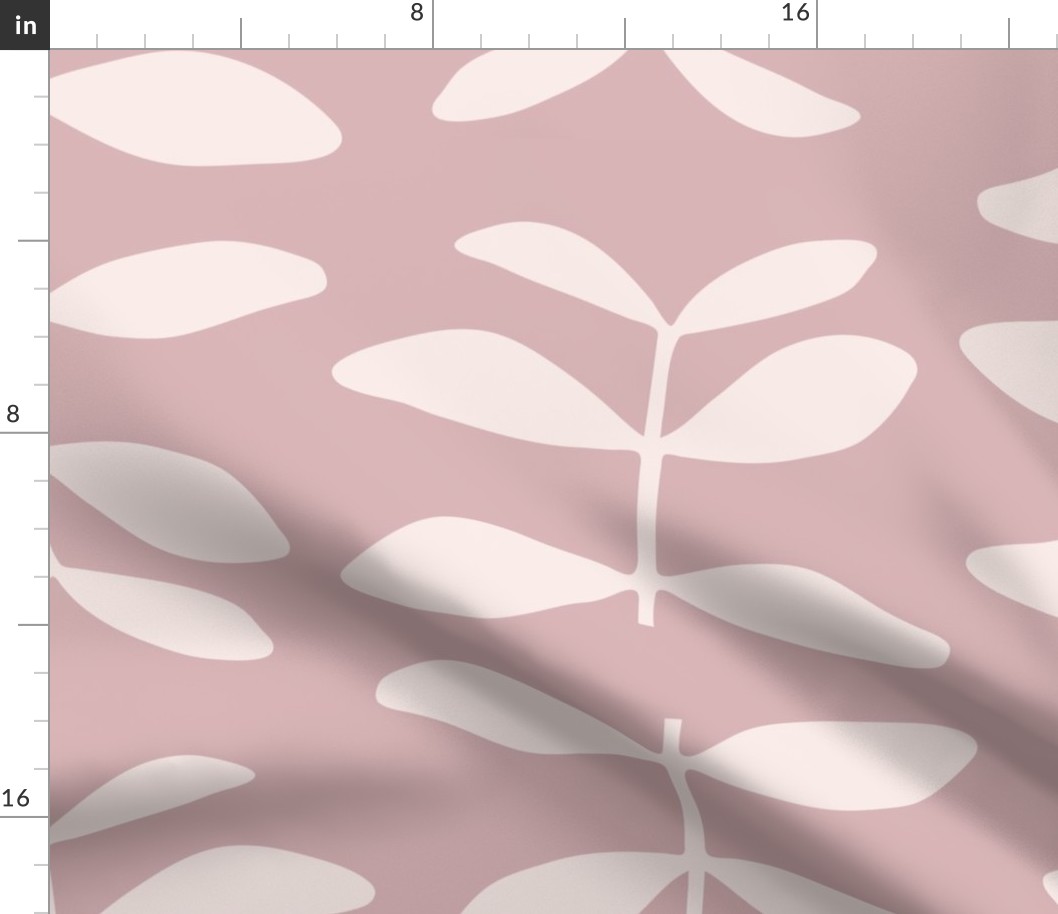 Simple Leaves / large scale / dusty pink minimal modern botanical pattern design