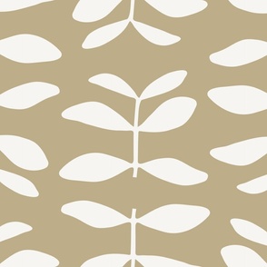 Simple Leaves / large scale / moss green minimal modern botanical pattern design