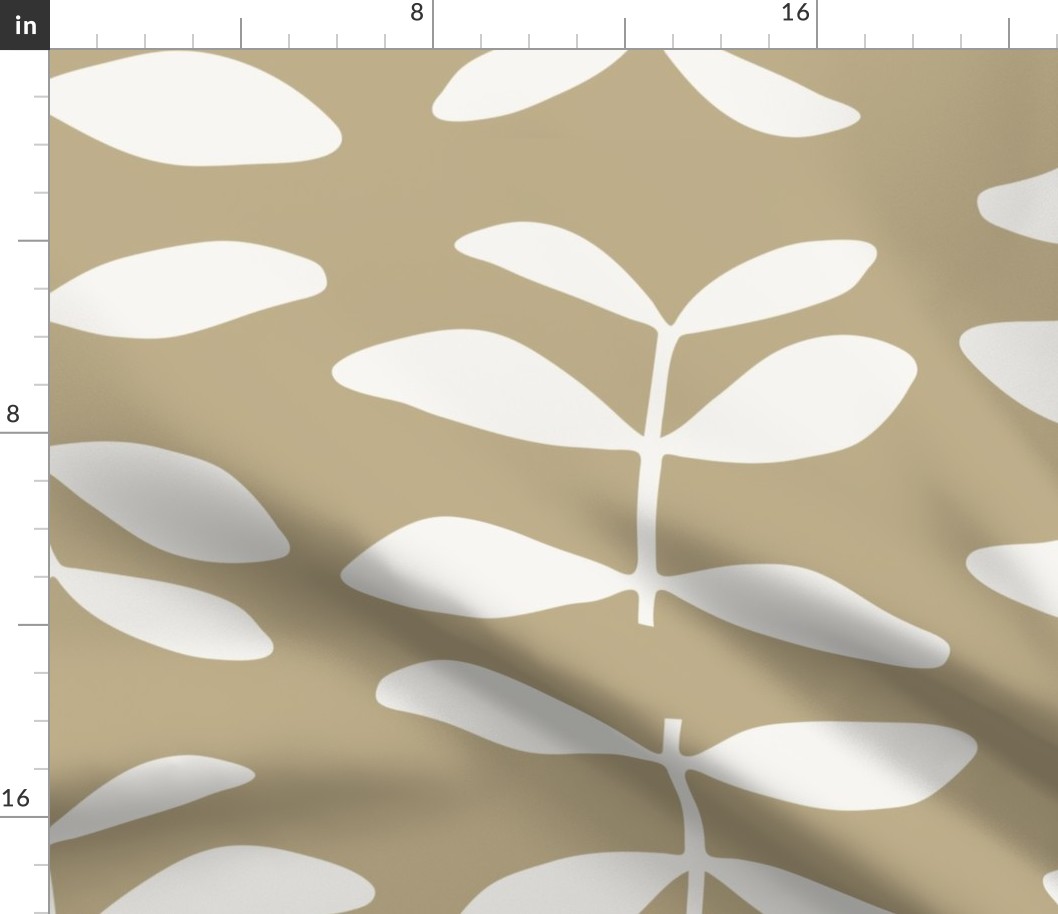 Simple Leaves / large scale / moss green minimal modern botanical pattern design