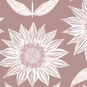 Botanica | Dusty Rose PInk | Hand Drawn Sunflower