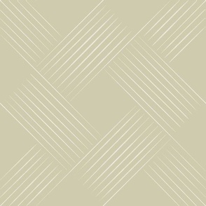 Contemporary Geometric Weave _ Creamy White_ Thistle Green _ Hand Drawn Spring  Lines