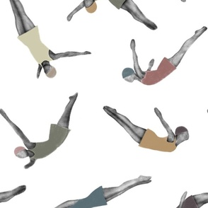 divers | pretty palette | hand drawn stylised swimmers diving