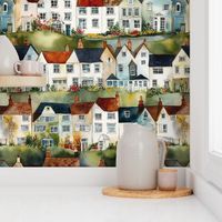English Village Houses in Watercolor