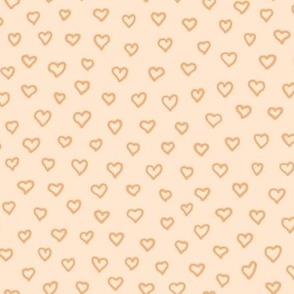 Tiny hand-drawn orange and beige hearts pattern 12x8 in repeat