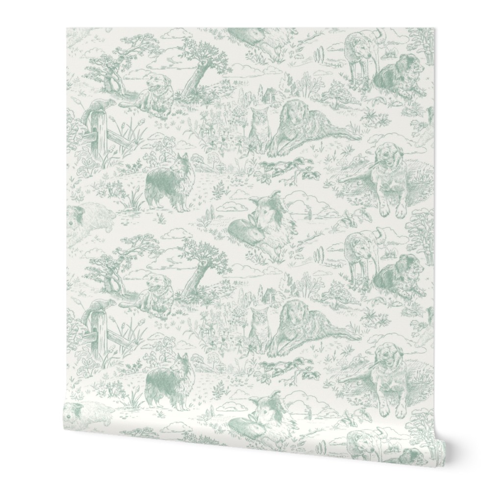 Country Dogs Toile Medium Pine