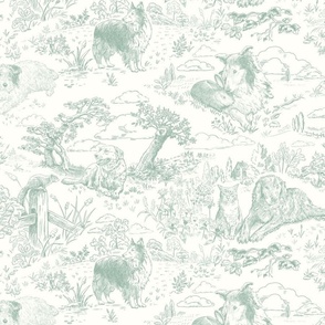 Country Dogs Toile Medium Pine