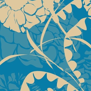 Turquoise Floral Wallpaper