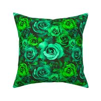 A Bed of Bright Green Roses  