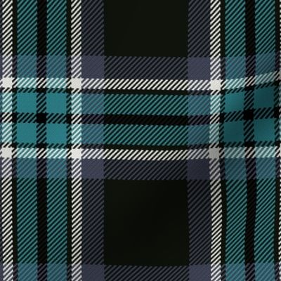 Town Square Plaid in Black Gray and Teal Blue